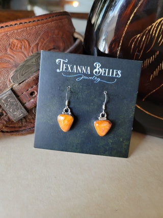 Georgia Peach Dangle Earrings - Orange Spiny Oyster