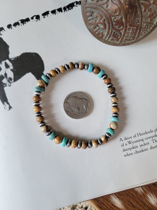 The Odessa Stretch Bracelet - Turquoise & Jasper