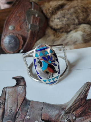 The Red Bluff Quail Cuff - Zuni Inlay