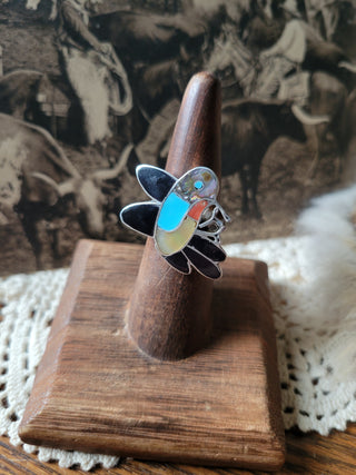 Zuni Inlay Hummingbird Ring - Sz 6.25