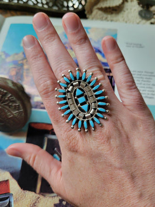The Westlyn Needlepoint Cluster Ring - Sz 8.75