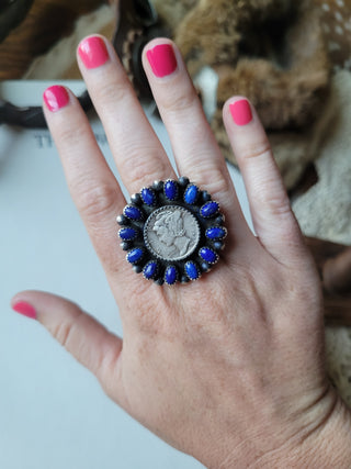 Lapis Dime Cluster Ring - Sz 6.5