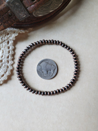 5mm Copper Saucer Pearl Bracelet - Stretchy