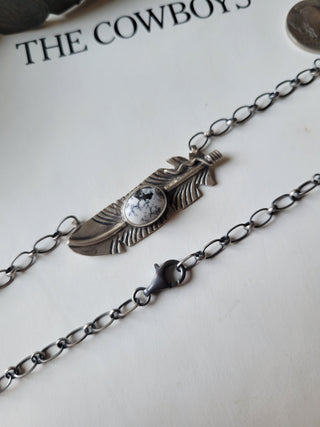 The EmmyLou Feather Necklace - White Buffalo