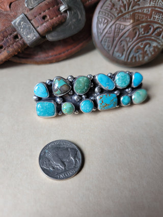 Elaine Cluster Hair Barrette - Mixed Mine Turquoise
