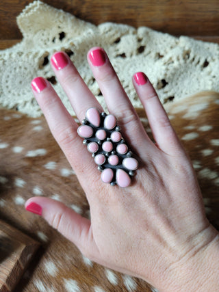 The Loui Cluster Ring - Adjustable - Pink Conch