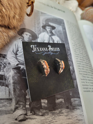 Orange Spiny Feather Half Hoops