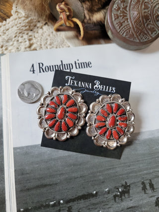 The Alden Cluster Studs - Coral