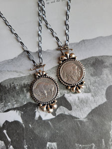 1936 Buffalo Nickel Toggle Necklace - 18"