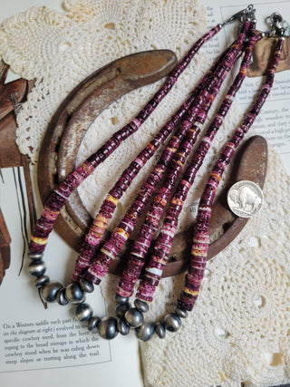 Purple Spiny Oyster Heishi Necklace