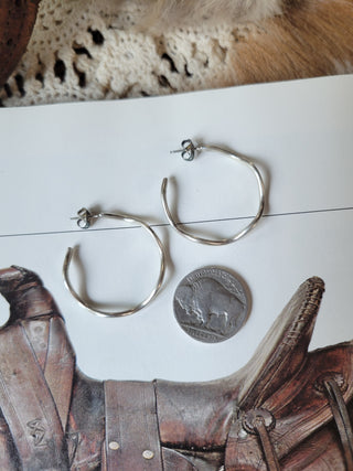 Sterling Silver Wavy Hoops