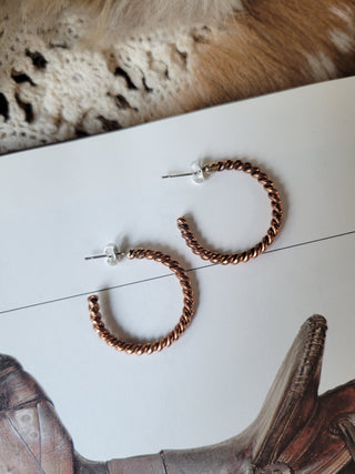The Elaine Copper Twisted Hoops - 1"