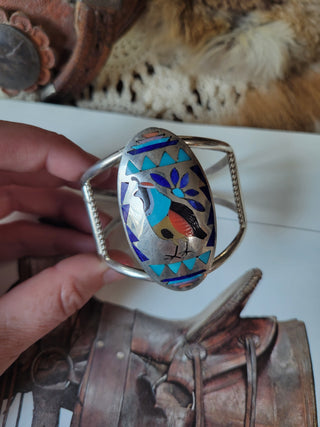 The Red Bluff Quail Cuff - Zuni Inlay