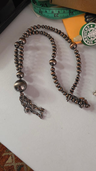 Amber - copper tassel pearls