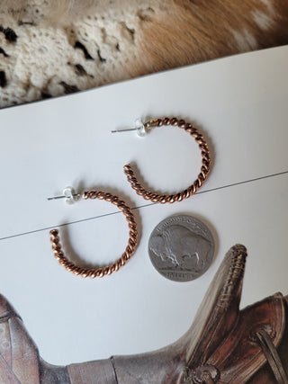 The Elaine Copper Twisted Hoops - 1"