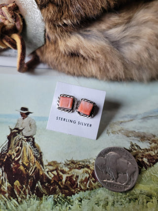The Claudette Studs - Light Red Spiny Oyster