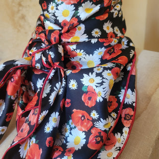 36" - Red & Yellow Floral Silk Wild Rag