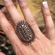 Load image into Gallery viewer, Coral Needlepoint Cluster Ring